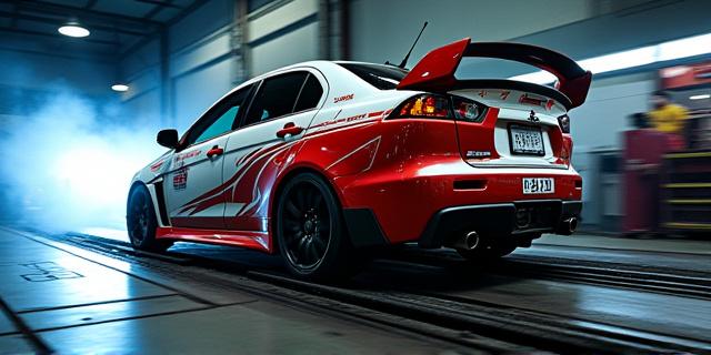 Mitsubishi Evo X sedang dyno run